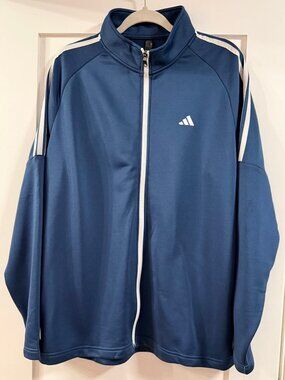 NWT ADIDAS MEN'S Crew Navy French Terry Full Zip Jacket Size Large